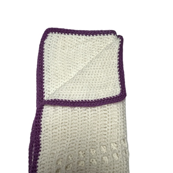 Handmade Crochet Blanket White and Purple - Picture 5 of 5